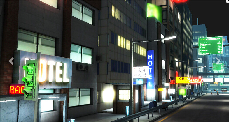 城市夜景模型 现代城市傍晚的场景建筑