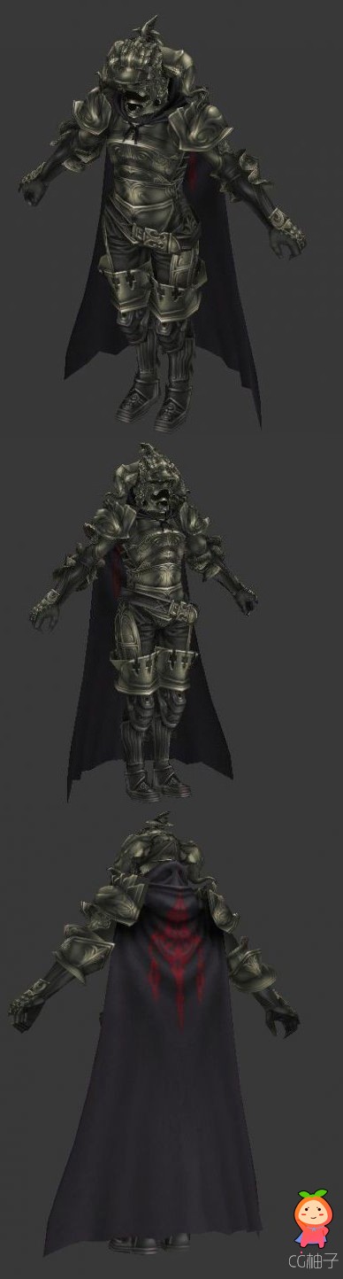 3D角色模型 带头盔穿铠甲的日本武士角色3dmax游戏模型资源