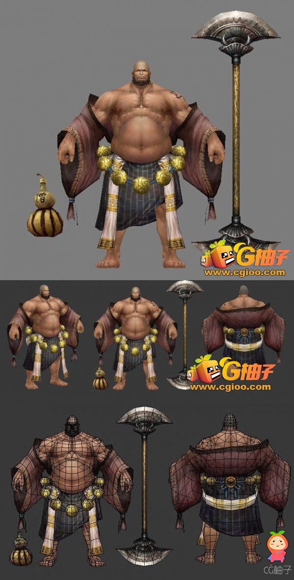 中国古代人物花和尚鲁智深3d角色模型下载 3D美术资源