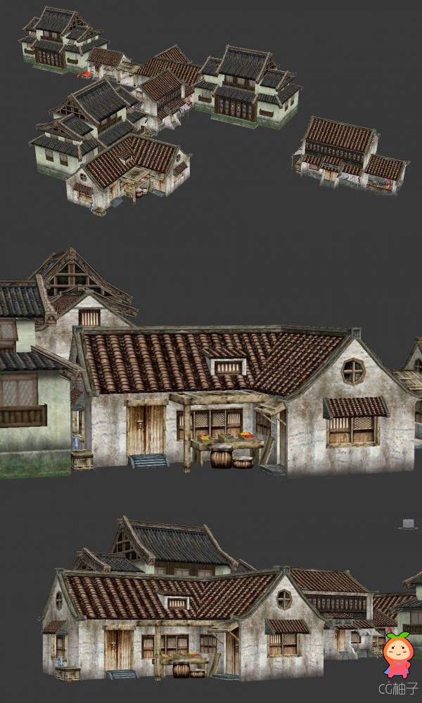 《诛仙》3D房屋群场景建筑模型，古代3D场景建筑模型下载！