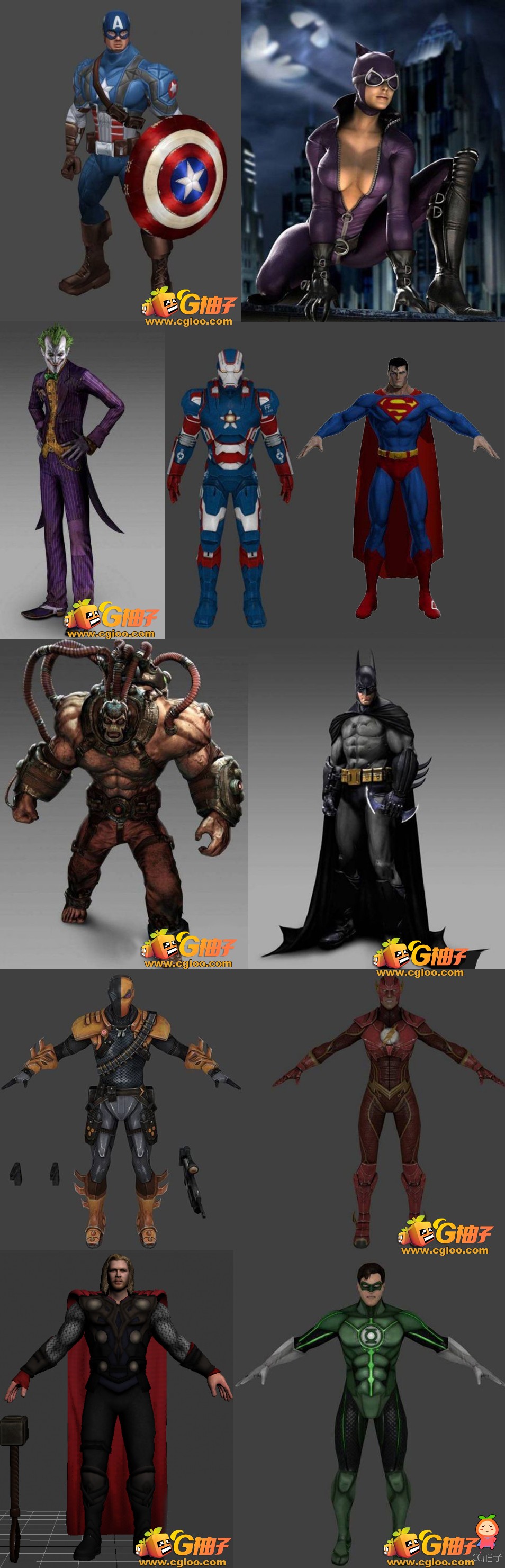 美国大片中英雄人物3D模型分享 3D科幻人物角色模型下载