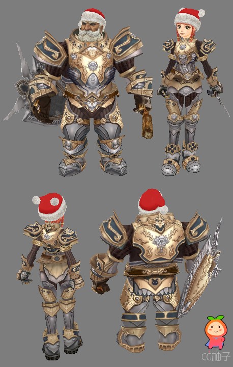 《天堂2》游戏矮人族圣诞套装铠甲3D人物模型  3D角色模型