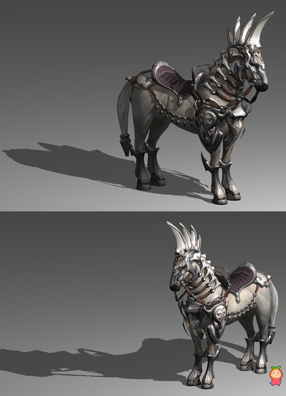 《剑灵》游戏白马坐骑角色3D模型下载，帅气战马3d角色模型