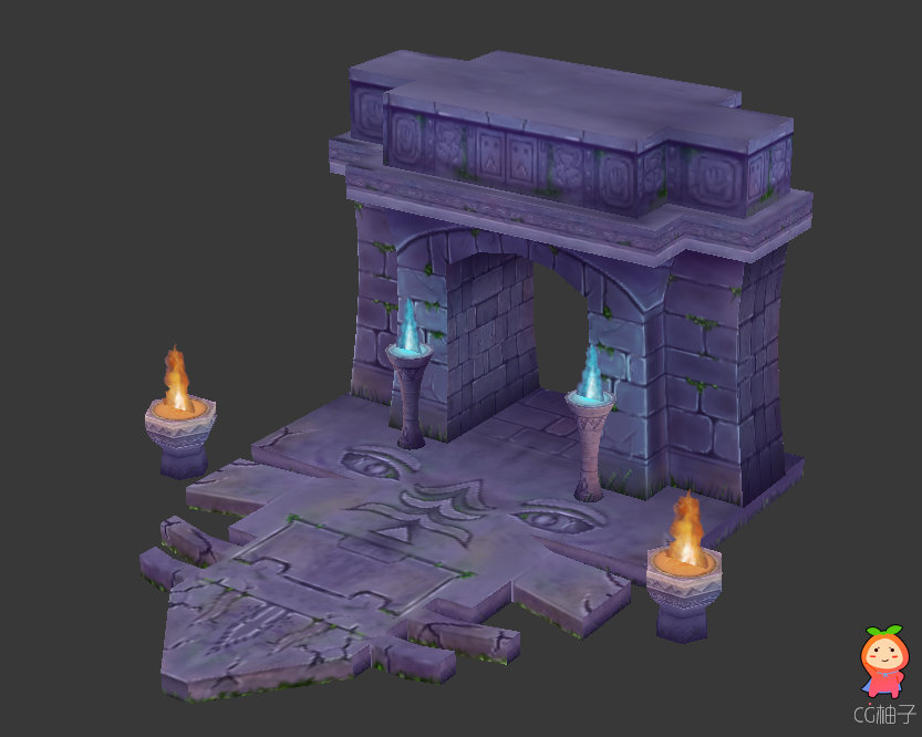 《魔兽世界》游戏地宫大门3D场景模型 古代3D场景模型