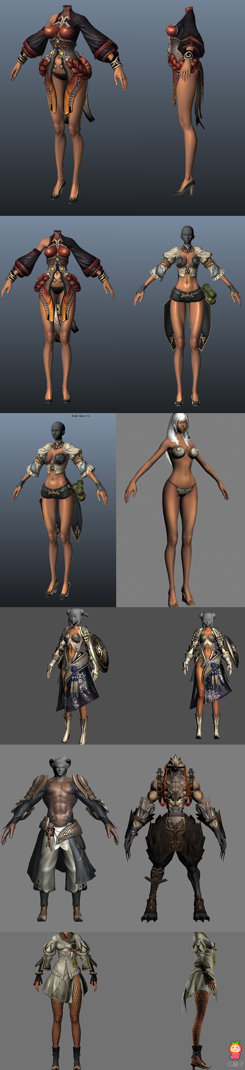 《剑灵》游戏一套精品高精3D游戏人物角色模型  3D角色模型