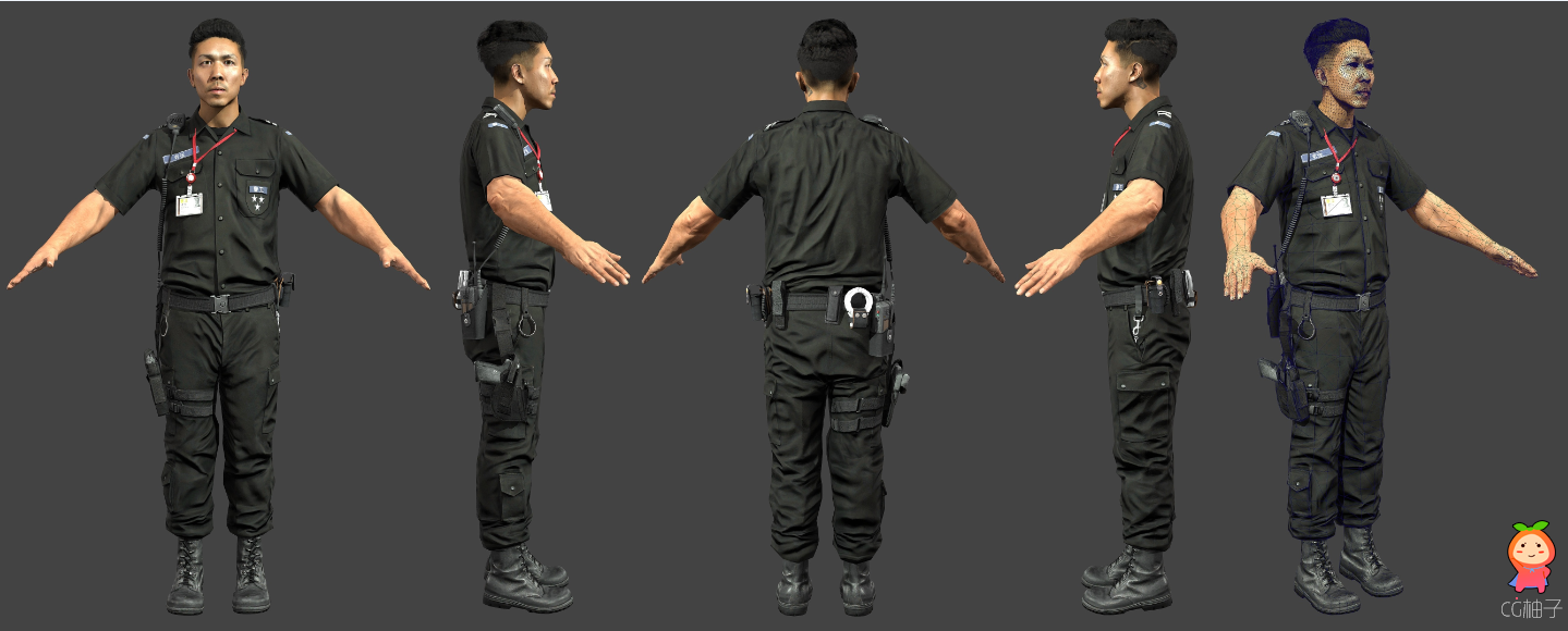穿工装的男人3D角色模型 公务员 工作服 套装男性3D人物模型