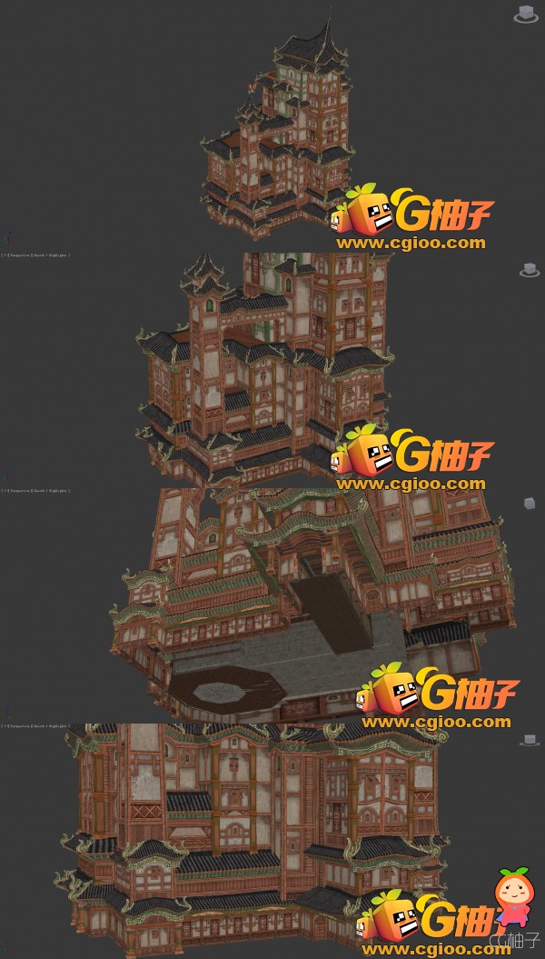 《剑灵》游戏精品古代房屋建筑3D场景模型 带obj格式