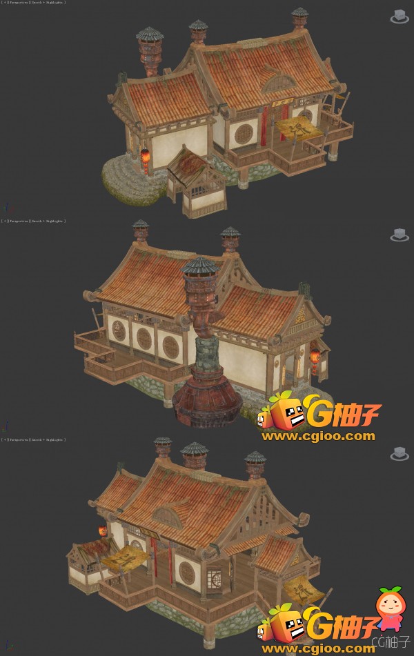 <剑灵>游戏房屋3D场景模型 木屋3D建筑模型 3D美术资源 