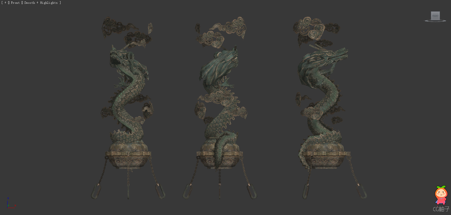《剑灵》游戏中精品龙柱3D场景物件模型 中国古代柱子3D模型