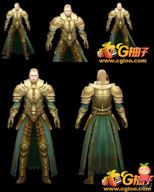 《御龙在天》穿黄金甲战士3D角色模型 带骨骼，手绘贴图