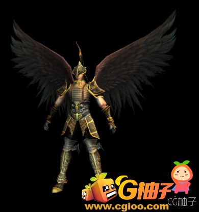 神话类3D人物角色模型 带翅膀穿铠甲的战士3D角色模型下载 