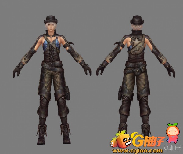 穿牛仔皮衣的帅哥3D人物角色模型 穿战斗服的男孩3D角色模型