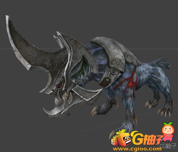 怪物狼3D角色模型，戴头盔的变异狼3D角色模型 3D美术资源 