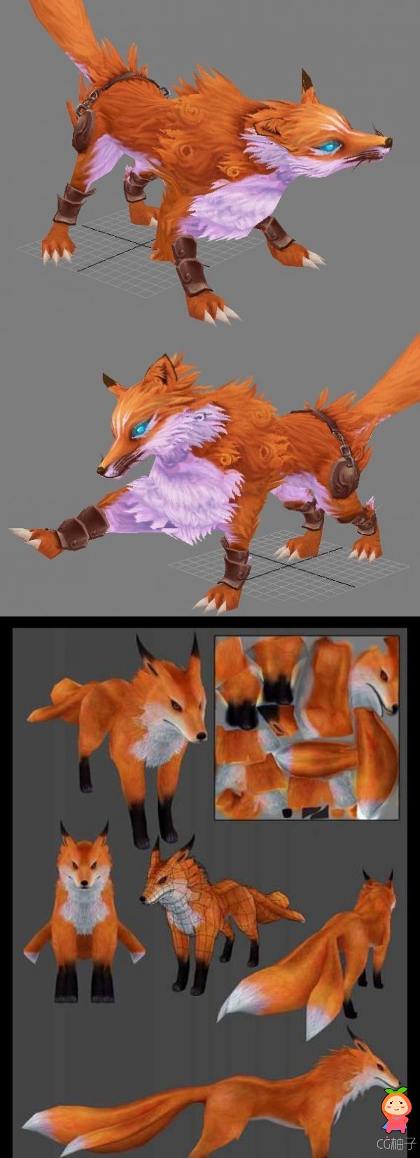 九尾狐3D角色模型 红狐狸模型 飞天狐模型 哺乳类动物3D模型
