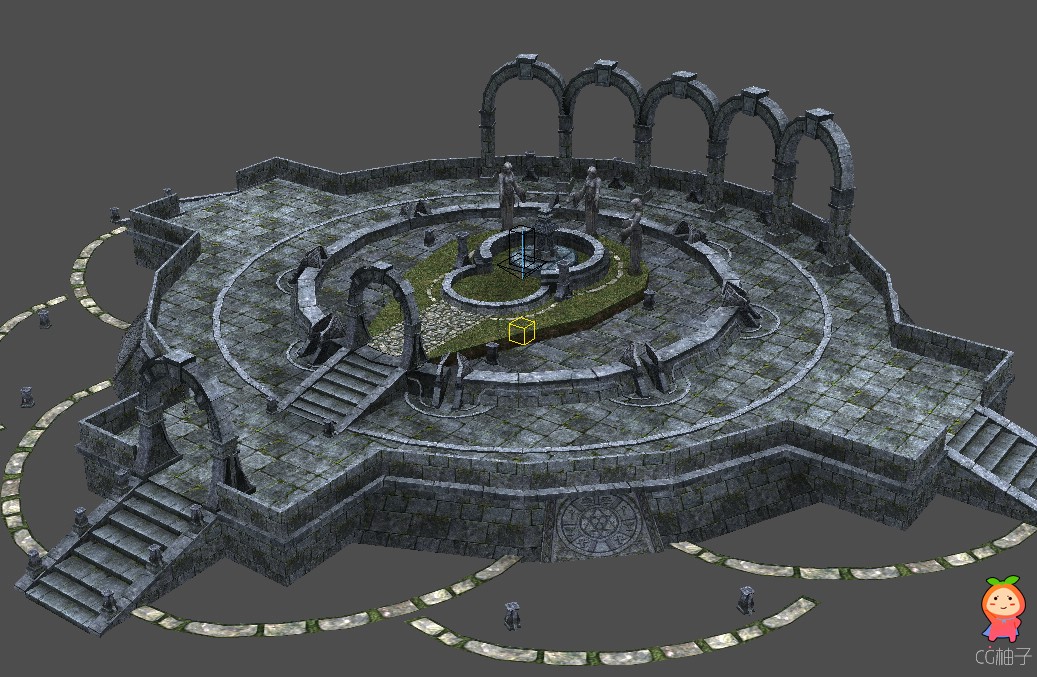 西方古代场景3D模型下载 欧洲祭坛3D场景模型 有材质