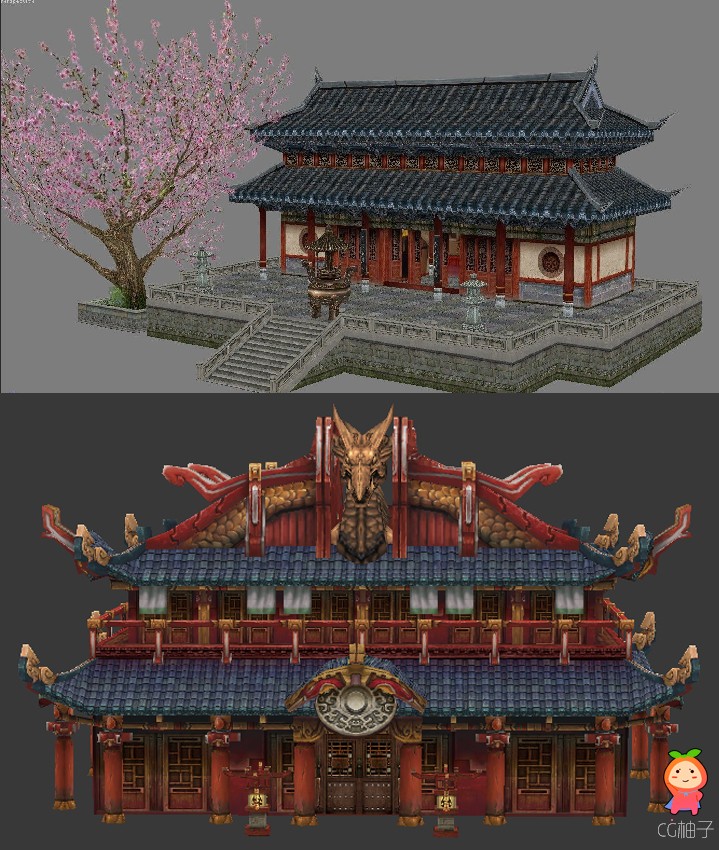 《轩辕传奇》3D建筑场景和《诛仙》寺院3D场景模型下载