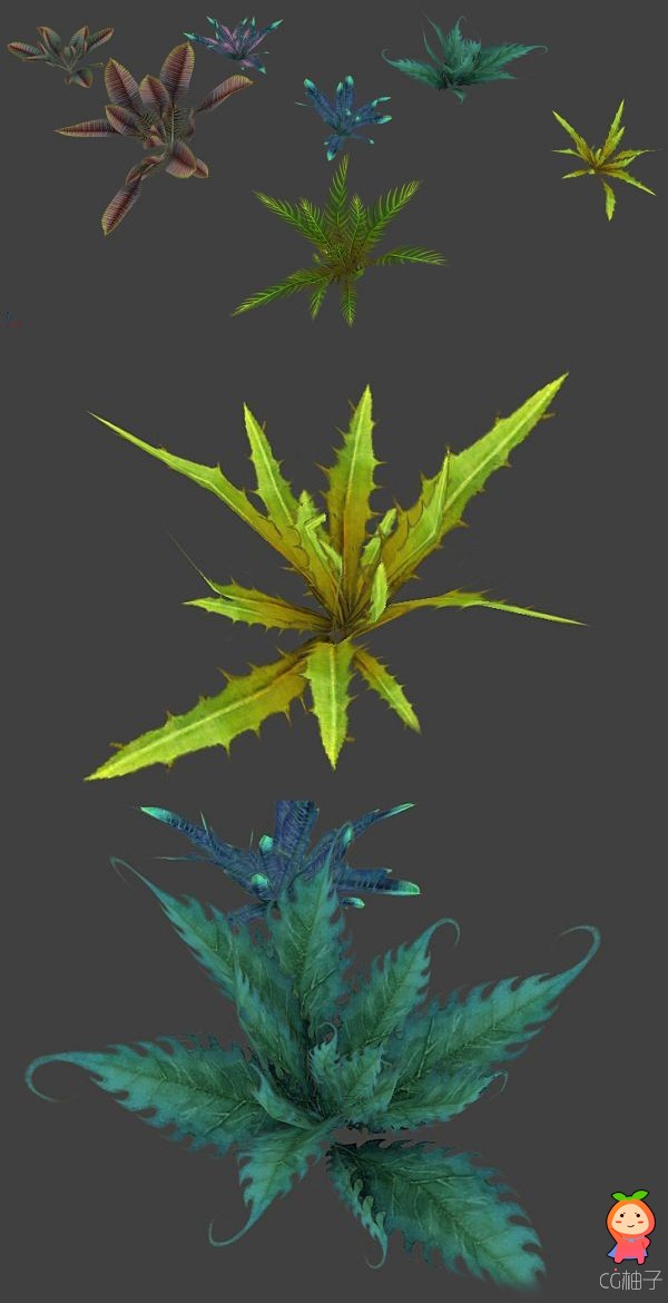 花草3D模型下载 游戏用的花草类3d植物模型 有绑定和材质
