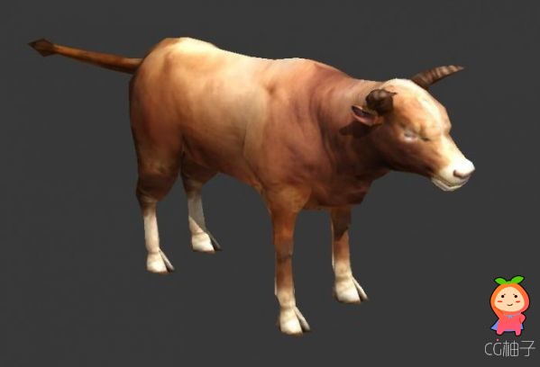 写实水牛 黄牛 老牛3d模型下载 有材质，网游模型。