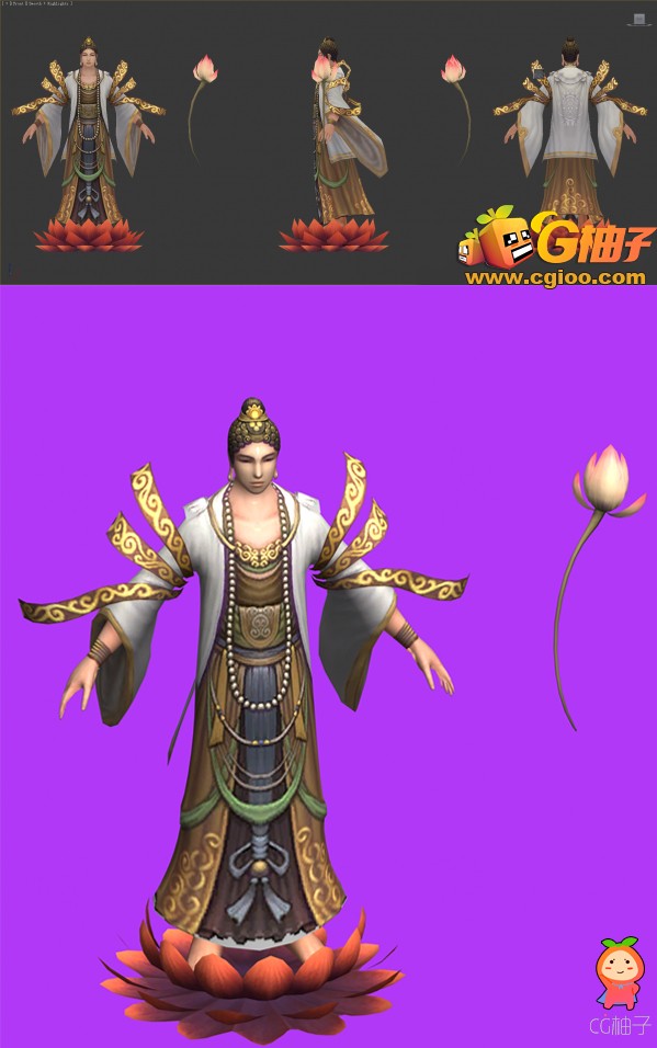 《斗战神》游戏里佛祖人物角色3D模型 古代人物模型 有贴图