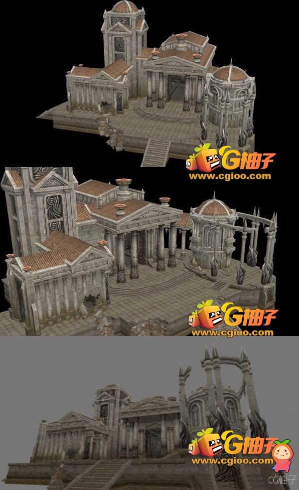 西方古代建筑场景3D模型 古希腊神殿场景建筑3D模型下载
