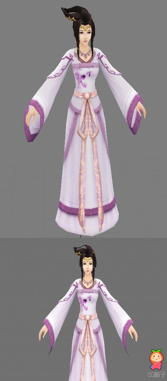 《仙剑5》游戏中欧阳倩3D模型下载 古装美女人物3D角色模型