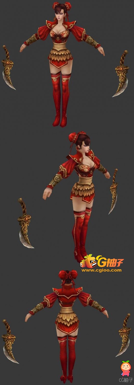 《御龙在天》美少女战士3D角色模型 古装美女3D模型手绘贴图