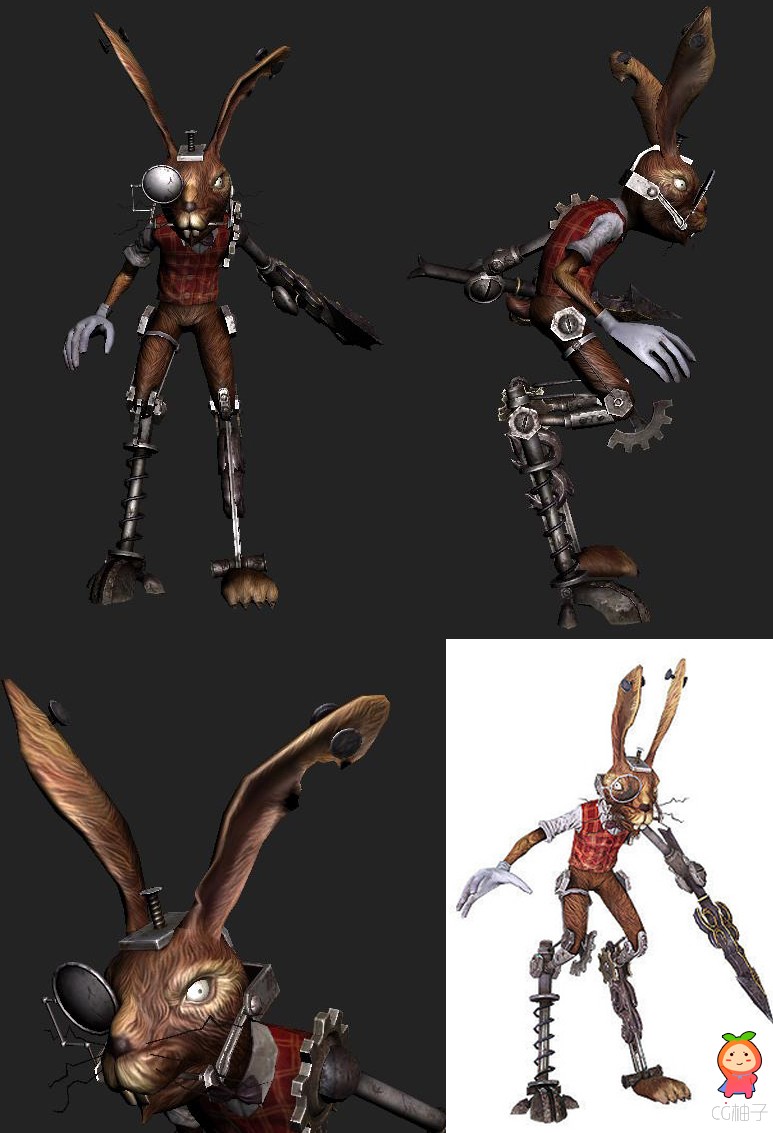 《爱丽丝:疯狂回归》机械兔3D模型 怪物兔3d角色模型 有绑定