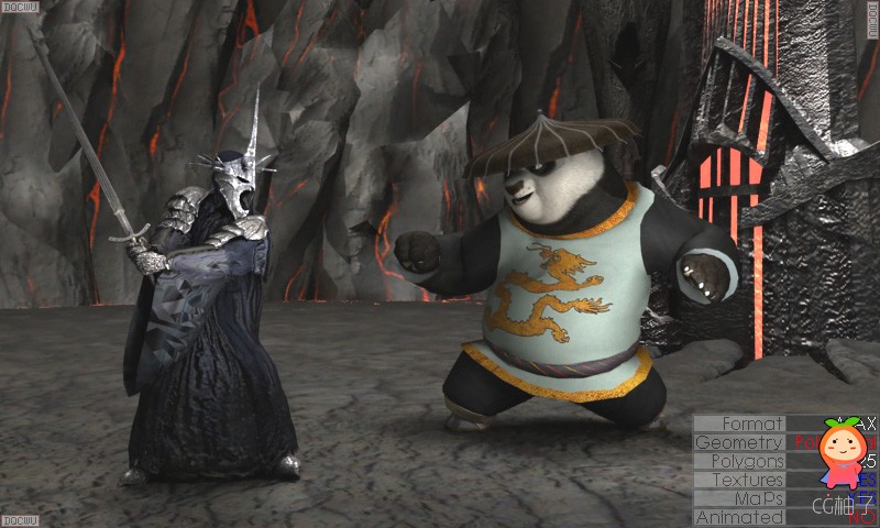 <功夫熊猫>功夫熊猫与巫妖王人物角色模型已绑定3D模型下载 