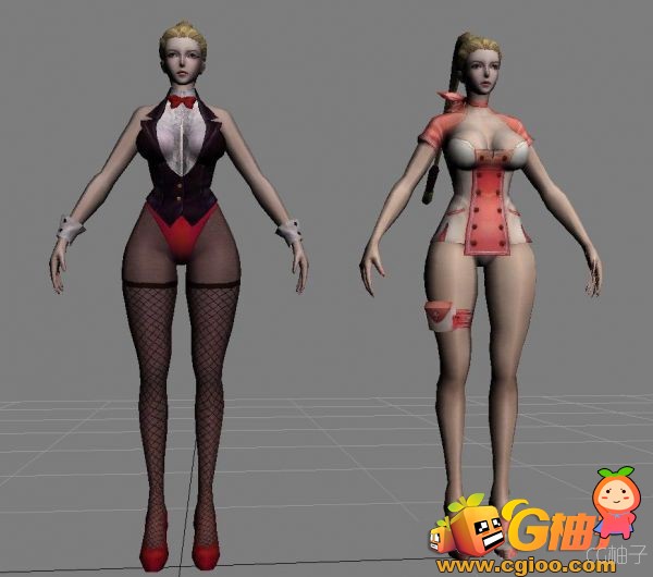 穿丝袜的性感女性3D模型,大乳房美女3Dmax角色模型,有OBJ格式