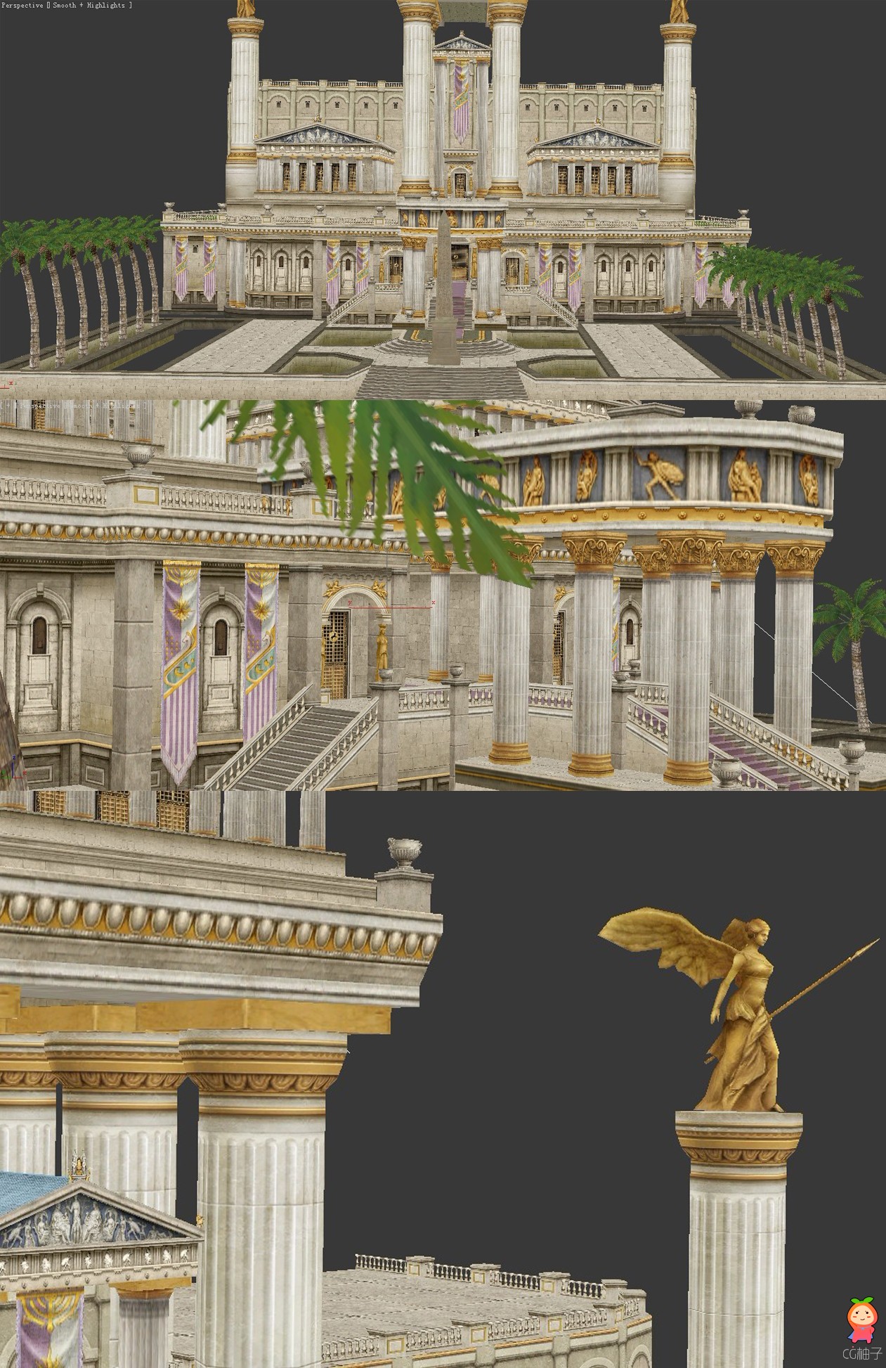 西方古代3D场景模型,希腊神殿3dmax游戏场景模型,CG模型网资源