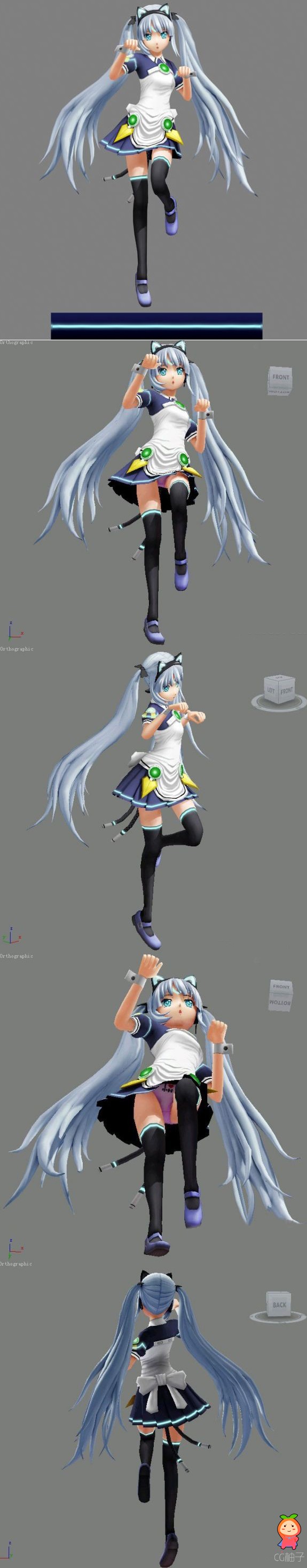 日本卡通女孩3D角色模型,卡通妹妹3D模型下载,3D美术资源下载