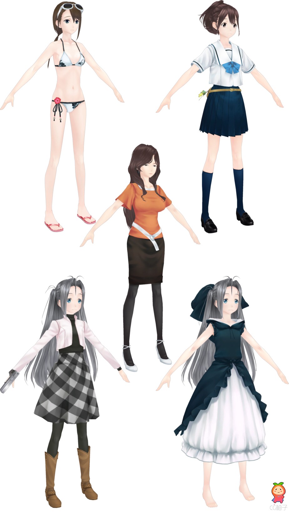 《机器人笔记》3D模型下载,女孩3D角色模型,3D美术资源下载