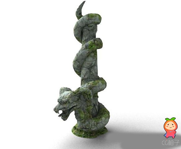 古代场景物件模型,龙盘石柱3d模型下载,石雕模型,雕塑模型