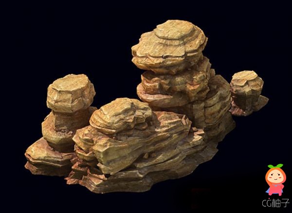 石块、化石场景物件模型,岩石3D模型,3D美术资源下载