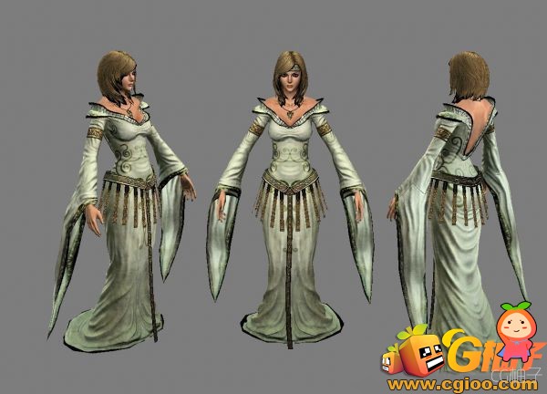 次世代NPC古代女性3D模型,西方女王3D角色模型,带全套动作
