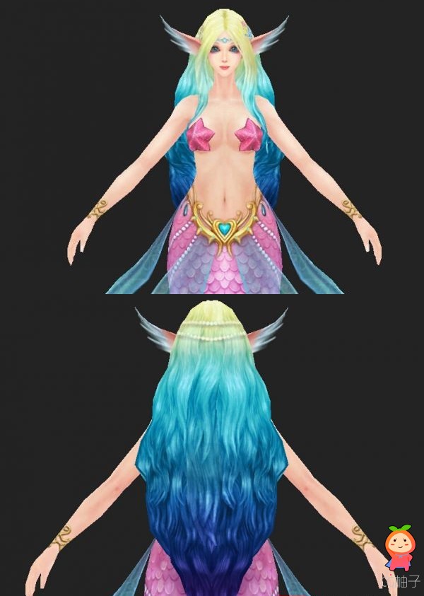 《天堂2》游戏美人鱼3D模型下载,人鱼3D角色模型,3d美术资源