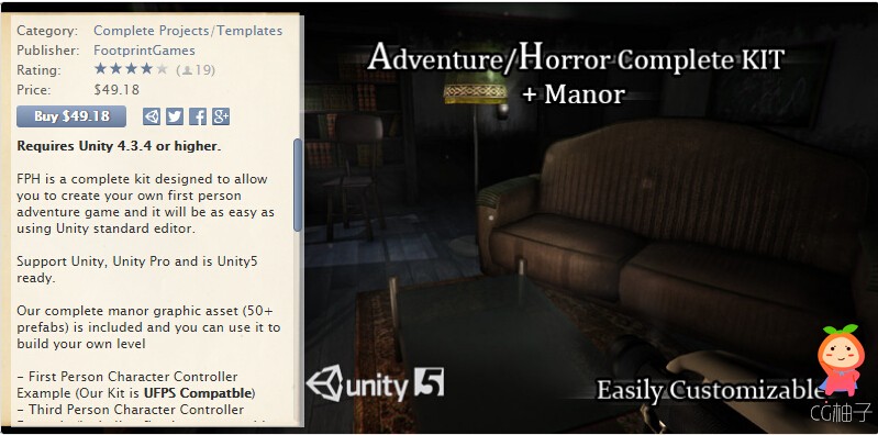 AdventureHorror Complete Kit + Manor 1.40 unity3d asset U3D插件下载