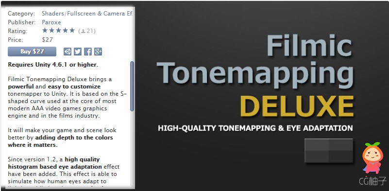 Filmic Tonemapping DELUXE 1.2U1 unity3d asset U3D插件下载