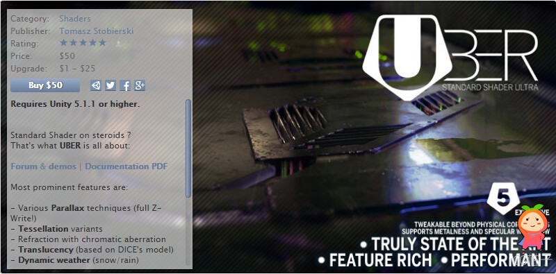 UBER - Standard Shader Ultra 1.03 unity3d asset U3D插件下载