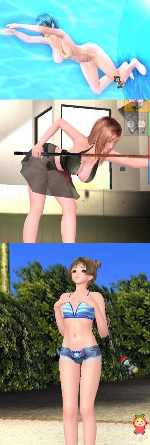 h单机游戏中7个性感美女3D模型下载,比基尼美女3D角色模型