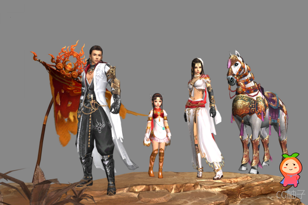 《剑网三》明教中几位主角3d模型，游戏角色古代人物模型