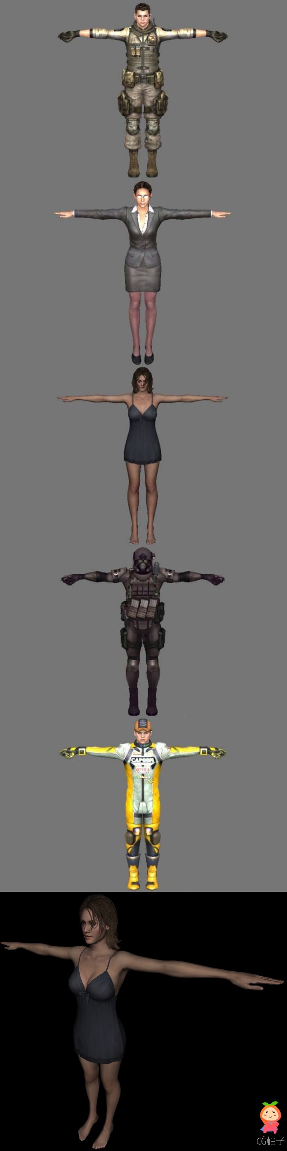 《生化危机6》游戏角色3D模型下载，科幻人物模型，3dmax下载