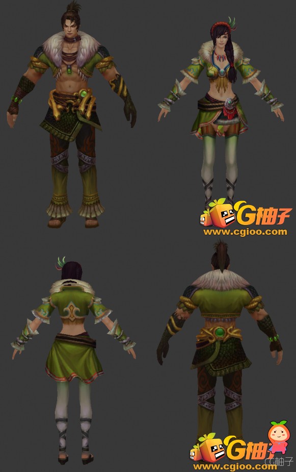 《赤壁新三国》游戏人物3D模型，古装男女2套时装3D角色模型