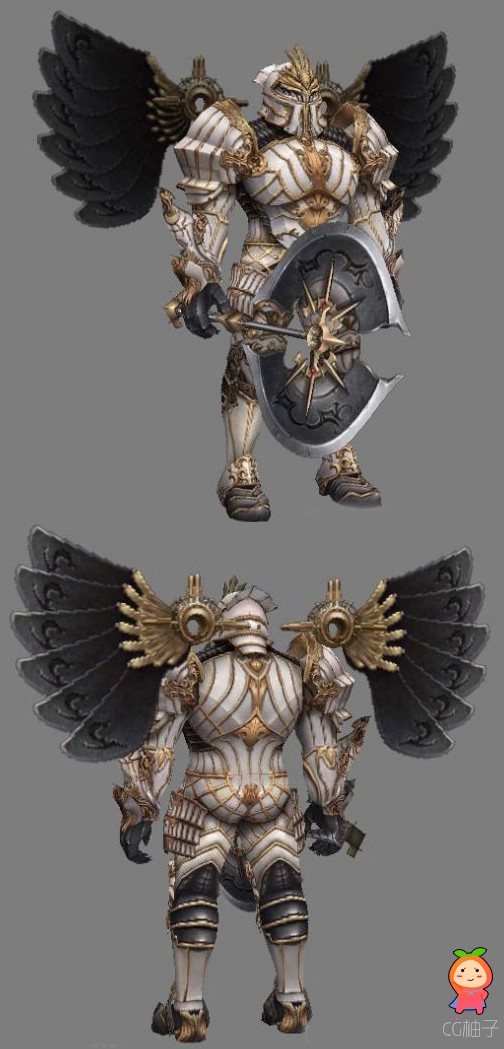 神话男性人物角色模型，皇家铠甲战士3D模型，3D美术资源