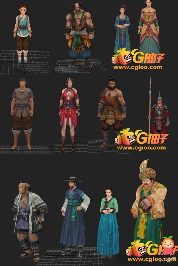 《剑侠情缘3》游戏角色模型下载，古代人物3D模型下载 
