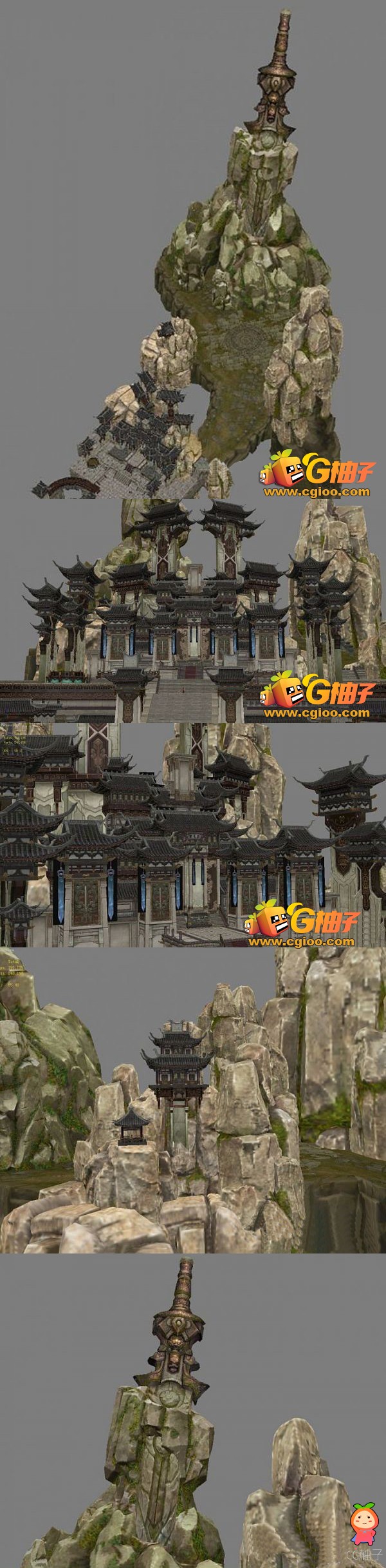 《笑傲江湖》游戏场景模型，华山全景3D模型下载
