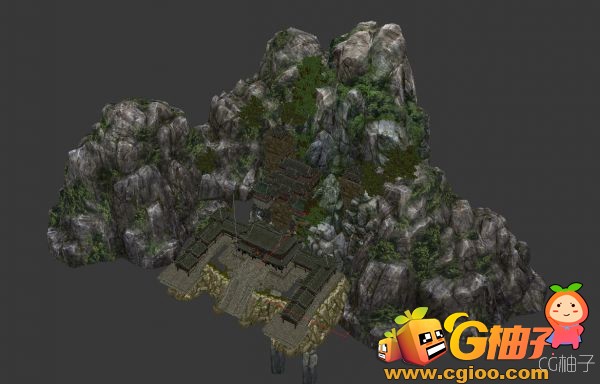 《笑傲江湖》游戏场景模型，唐门3d场景模型下载，有绑定