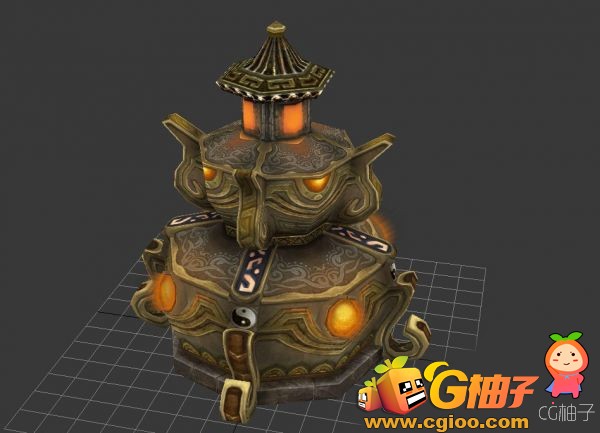 古代场景物件，炼丹炉3d模型下载，香炉3D模型