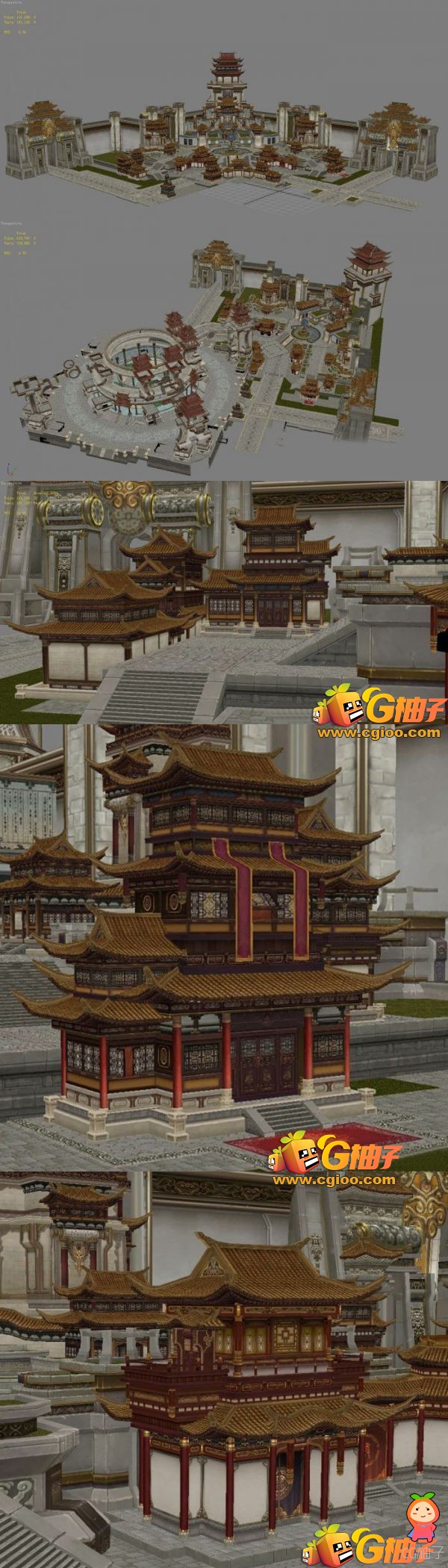 《笑傲江湖》游戏场景模型，洛阳城全景3D模型下载，有贴图