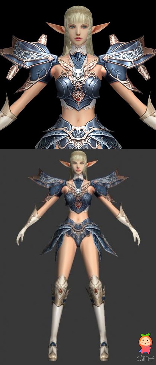 《天堂2》游戏角色模型，白精灵3D模型，女精灵3D角色模型